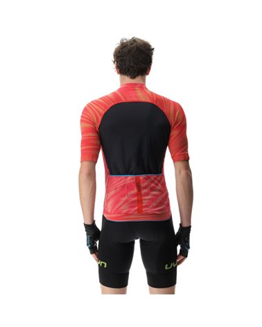 UYN Wave Men's Short Sleeves Full Zip Cycling Jersey, Vibrant Red
