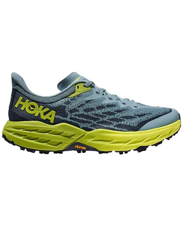 Hoka One One Speedgoat 5 Men's Trail Running Shoes, Stone Blue/Dark Citron