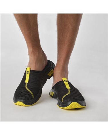 Salomon Reelax Slide 6.0 Men's Recovery Shoes, Black/Black/Buttercup