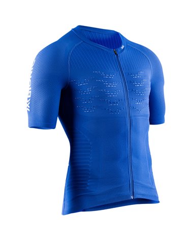 X-Bionic Effektor 4D Cycling Zip Maglia Maniche Corte Uomo Full Zip, Blue Blossom/Arctic White