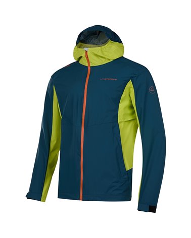 La Sportiva Discover Shell Men's Hooded Jacket, Storm Blue/Lime Punch