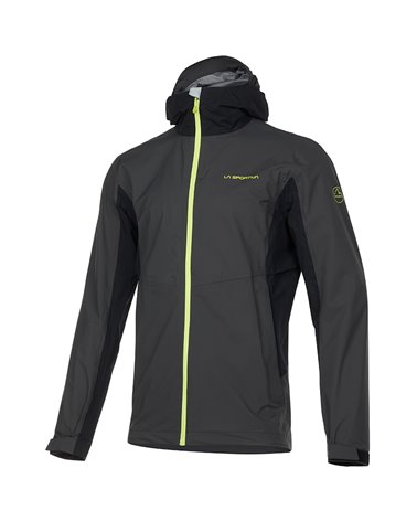 La Sportiva Discover Shell Men's Hooded Jacket, Carbon/Lime Punch