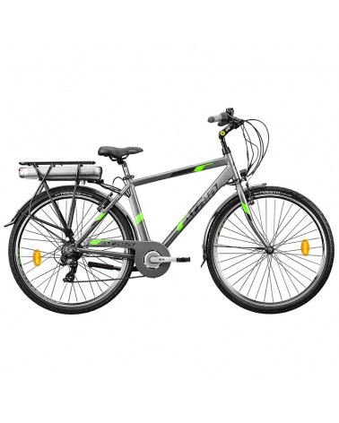 Atala e-Bike E-Run 7.1 28" Uomo LT 7V EcoLogic 518Wh Tg. 49, Antracite/Verde Fluo Opaco