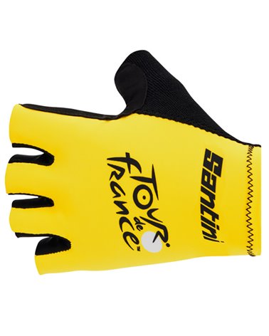 Santini Tour de France Official Short Finger Cycling Gloves, Yellow
