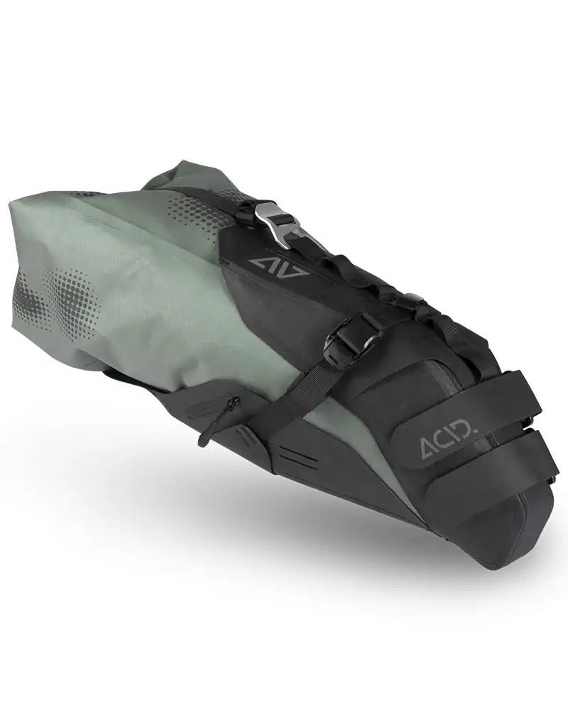 Acid Pack Pro 15 Set Borsa Sottosella Bici 15 Litri Impermeabile, Nero/Verde