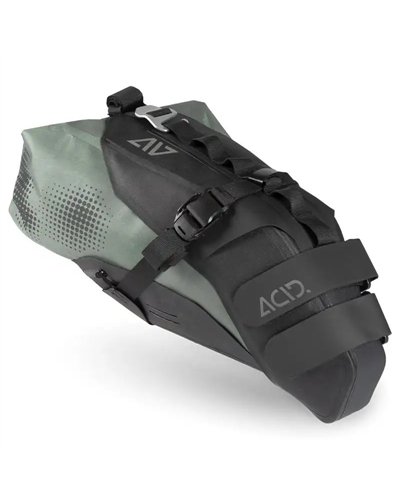 Acid Pack Pro 11 Set Borsa Sottosella Bici 11 Litri Impermeabile, Nero/Verde