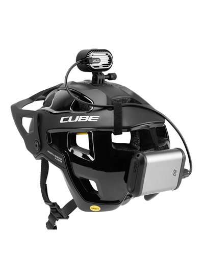 Acid HPA 3000 Luce a LED MTB/Gravel Fissaggio Casco/Fascia + PowerBank, Grigio Canna di Fucile/Grigio Siderale