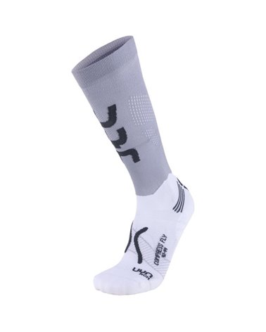 UYN Compression Fly Men's Running Socks, Pearl Grey/Grey