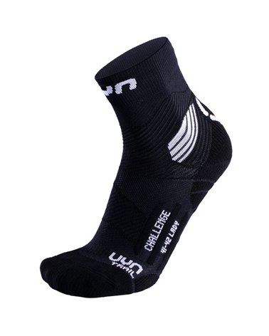 UYN Challenge Women's Trail Running Socks, Black/White