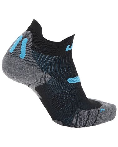 UYN 2IN Men's Running Socks, Black/Turquoise