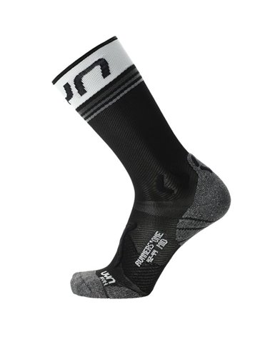 UYN Runner's One Mid Men's Running Socks, Black/White