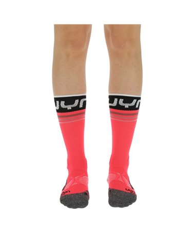 UYN Runner's One Mid Women's Running Socks, Pink/Black