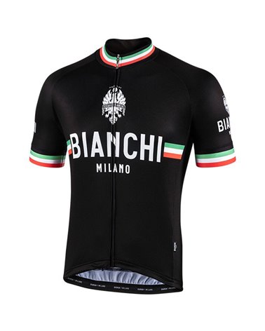 Bianchi Milano Isalle Men's Full Zip Short Sleeve Jersey, Black
