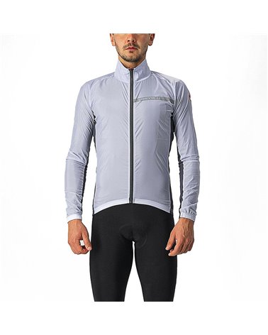 Castelli Squadra Stretch Windproof Men's Packable Cycling Jacket, Silver Gray/Dark Gray