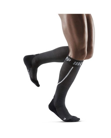 Cep Winter Run Compression Men's Running Socks, Grey/Black