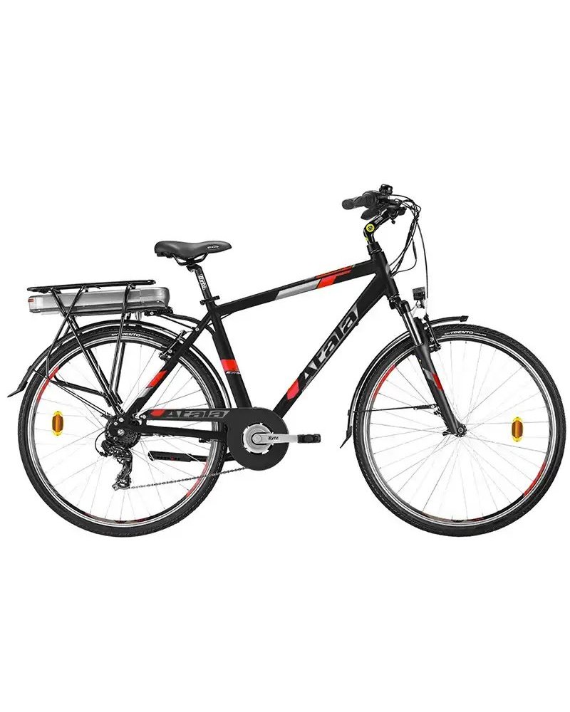 Atala e-Bike E-Run 7.1 FS 28" Uomo Shimano Tourney 7V EcoLogic 518Wh, Nero/Rosso Fluo Opaco