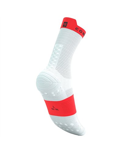 Compressport Pro Racing V4.0 Run High Cut Compression Socks, White/Fluo Red