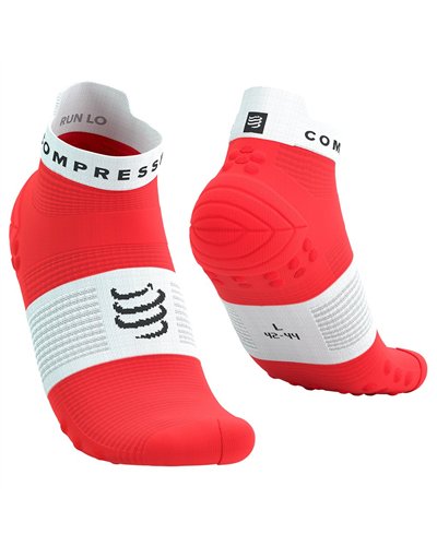 Compressport Pro Racing V4.0 Run Low Cut Compression Socks, Fluo Red/White