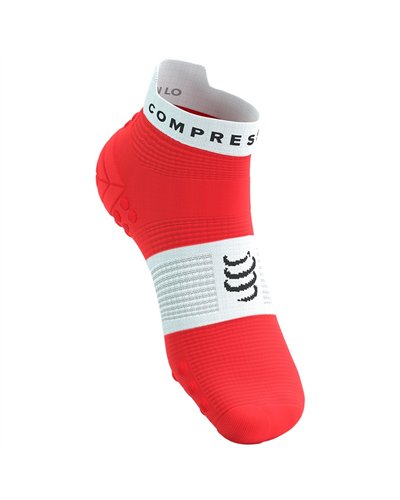 Compressport Pro Racing Socks V4.0 Run Low Cut Calze a Compressione, Rosso Fluo/Bianco
