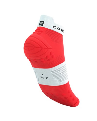 Compressport Pro Racing V4.0 Run Low Cut Compression Socks, Fluo Red/White