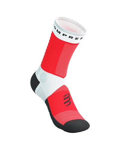 Compressport Ultra Trail Socks V2.0 Compression Socks, White/Fluo Red