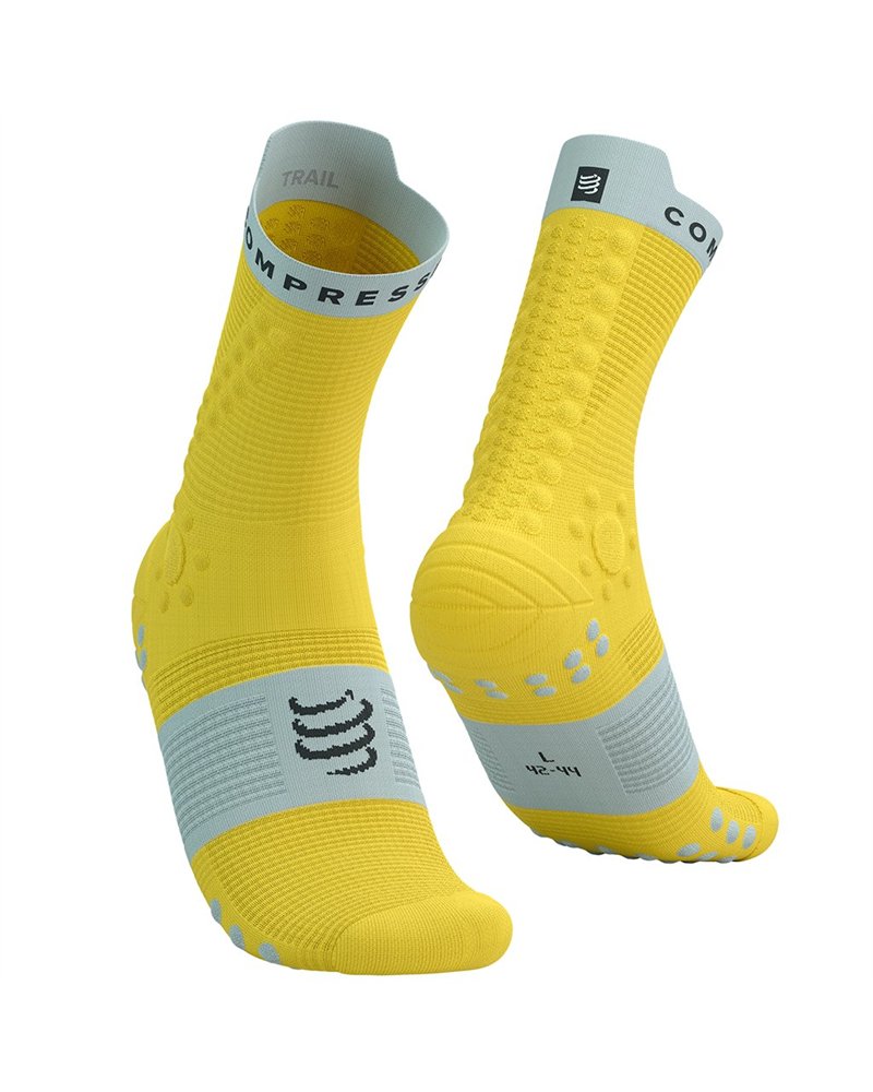 Compressport Pro Racing V4.0 Trail Compression Socks, Maize/Dawn Blue