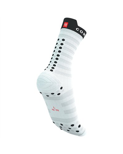 Compressport Pro Racing V4.0 Ultralight Run High Cut Compression Socks, White/Fluo Red/Black