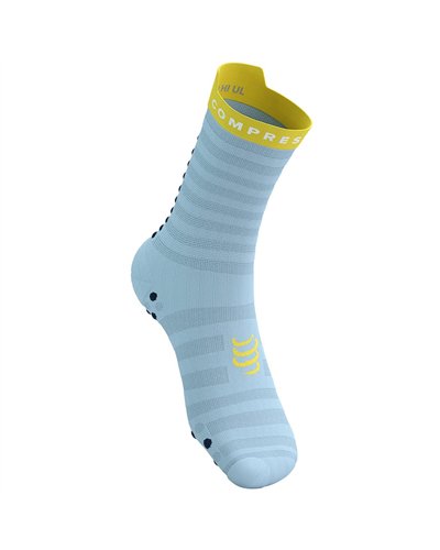 Compressport Pro Racing V4.0 Ultralight Run High Cut Compression Socks, Cashmere Blue/Maize