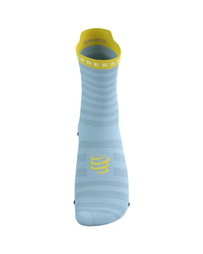 Compressport Pro Racing V4.0 Ultralight Run High Cut Compression Socks, Cashmere Blue/Maize
