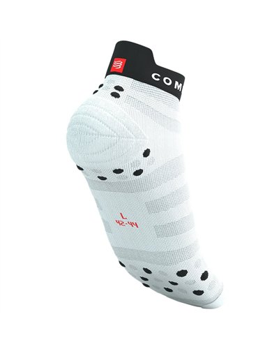 Compressport Pro Racing V4.0 Ultralight Run Low Cut Compression Socks, White/Fluo Red/Black