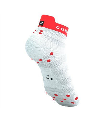 Compressport Pro Racing V4.0 Ultralight Run Low Cut Compression Socks, White/Fluo Red/Black