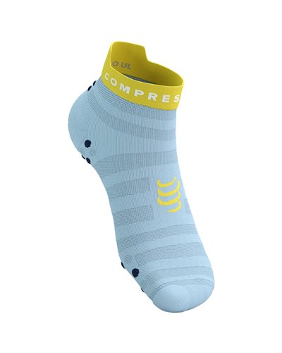 Compressport Pro Racing V4.0 Ultralight Run Low Cut Compression Socks, Cashmere Blue/Maize