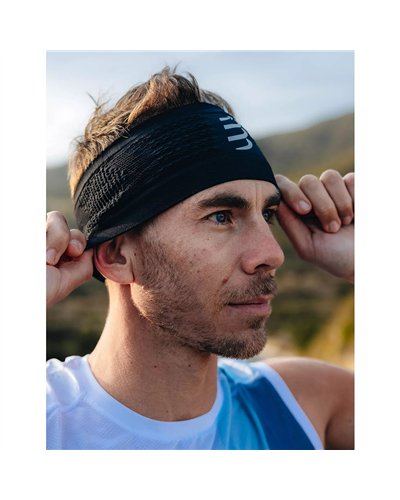 Compressport Headband On/Off 8 cm Seamless, Black/White (One Size Fits All)