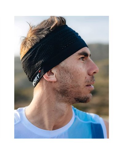 Compressport Headband On/Off Fascia Testa 8 cm Seamless, Nero/Bianco (Taglia Unica)