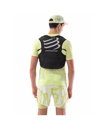 Compressport Ultrun Evo 10 Pack Zaino Gilet Idrico Trail Running, Nero (2 Borracce Comprimibili da 500 ml Incluse)