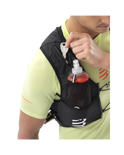 Compressport Ultrun Evo 10 Pack Zaino Gilet Idrico Trail Running, Nero (2 Borracce Comprimibili da 500 ml Incluse)