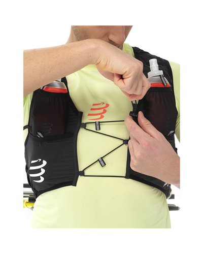 Compressport Ultrun Evo 10 Pack Zaino Gilet Idrico Trail Running, Nero (2 Borracce Comprimibili da 500 ml Incluse)