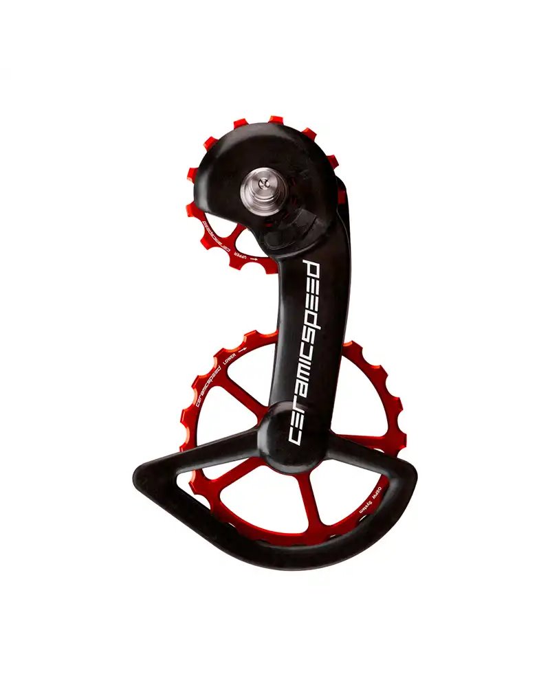 CeramicSpeed Gabbia Cambio OSPW con Pulegge Carbonio 12V Rosso Shimano Da9200 + Ult8100 Rivestito