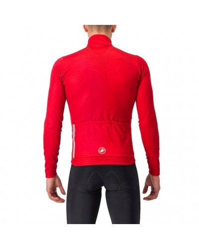 Castelli Entrata Thermal Men's Long Sleeve Cycling Jersey, Rich Red/Black