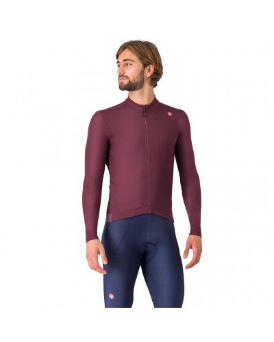 Castelli Espresso Thermal Men's Long Sleeve Cycling Jersey, Deep Bordeaux