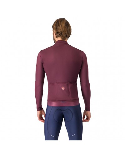 Castelli Espresso Thermal Men's Long Sleeve Cycling Jersey, Deep Bordeaux