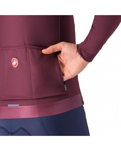 Castelli Espresso Thermal Maglia Maniche Lunghe Full Zip Uomo, Deep Bordeaux