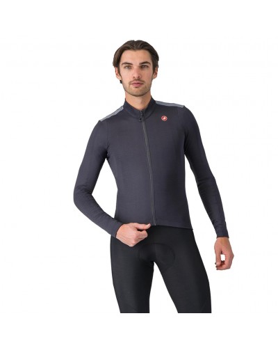 Castelli Puro 4 Men's Long Sleeve Cycling Jersey Full Zip, Dark Gray