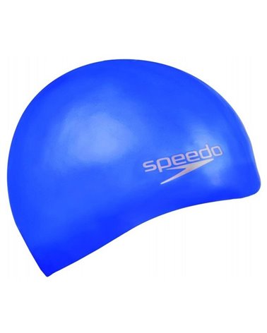 Speedo Plain Moulded Silicone Swim Cap, Neon Blue (One Size Fits All)