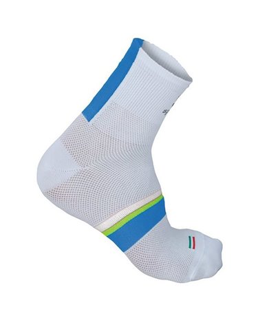 Sportful BodyFit Pro 9 Sock, White/Electric Blue-Yellow Fluo