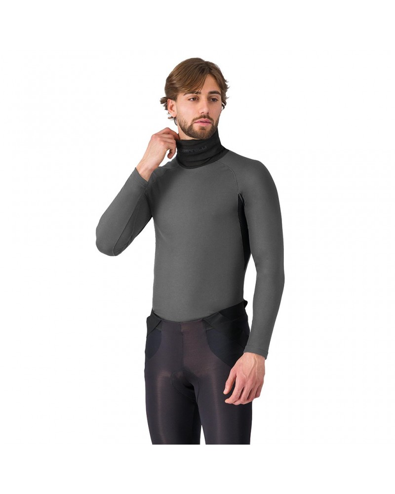 Castelli Flanders 2 High Neck Warmer Men's Long Sleeve Cycling Baselayer, Gray