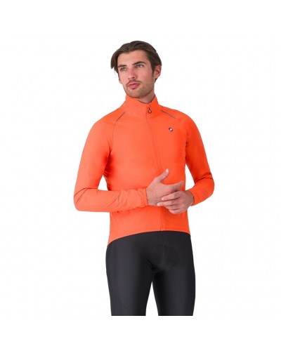 Castelli Emergency 3 Rain Waterproof/Windproof Men's Packable Cycling Jacket, Brilliant Orange