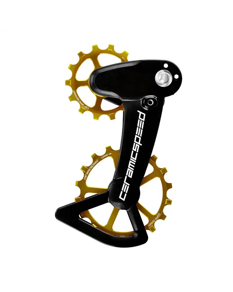 CeramicSpeed Gabbia Cambio OSPWx con Pulegge Carbonio 12V Oro Shimano XT/XTR