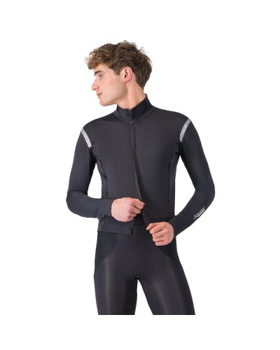 Castelli Perfetto RoS 3 Rosso Corsa Polartec AirCore Giacca Antipioggia/Antivento Uomo, Light Black/Silver Reflex