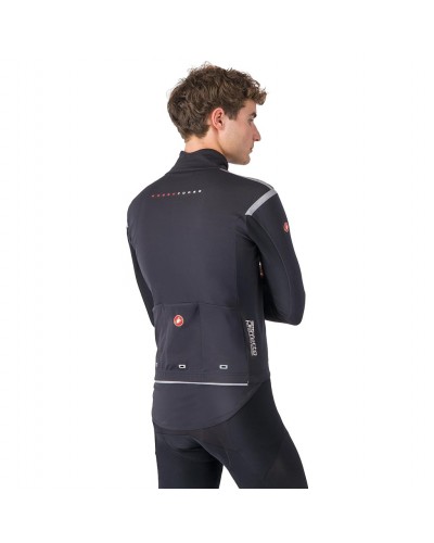 Castelli Perfetto RoS 3 Rosso Corsa Polartec AirCore Giacca Antipioggia/Antivento Uomo, Light Black/Silver Reflex